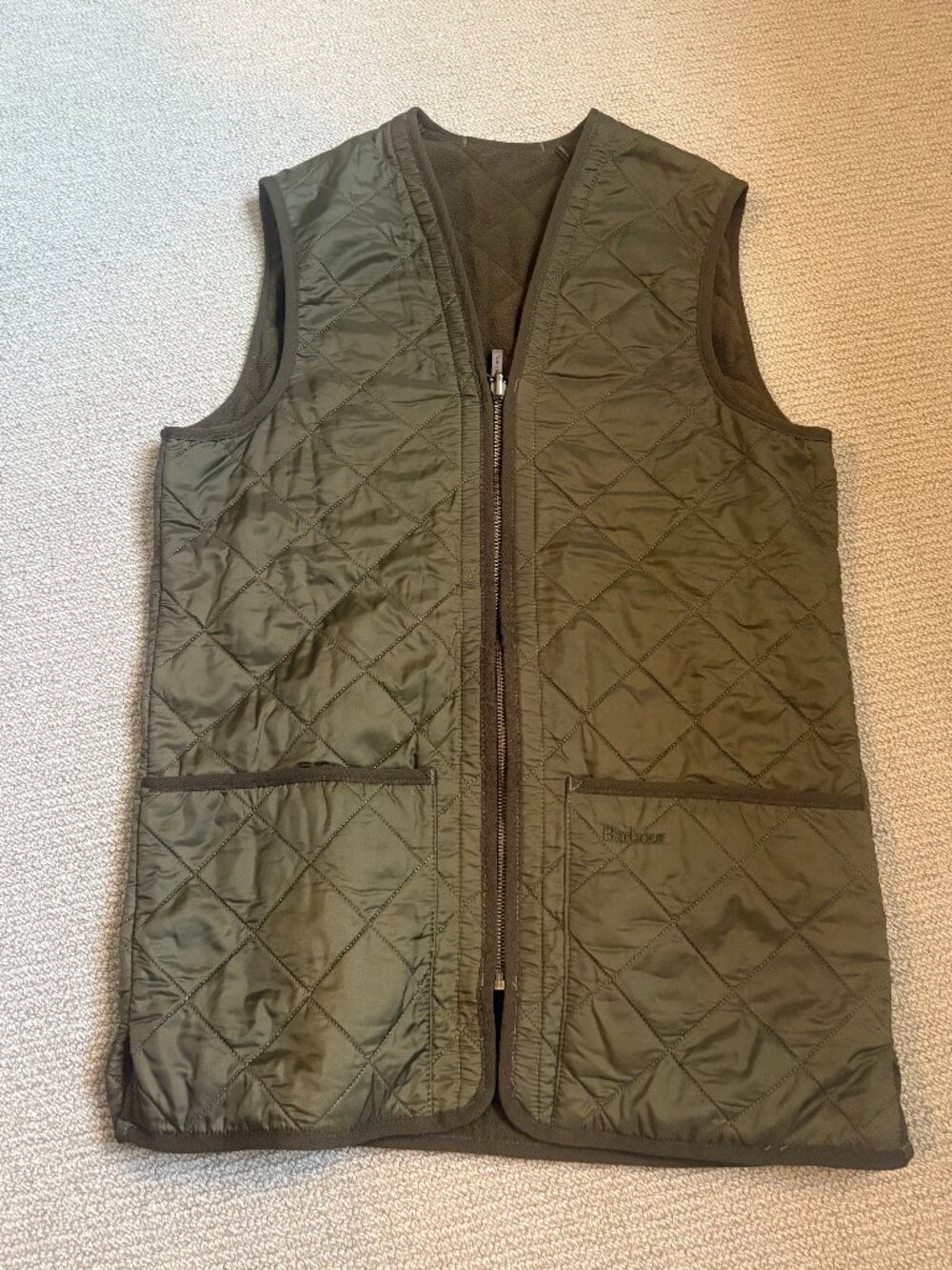 Barbour Polarquilt Zip-In Liner Vest – Olive – Men’s Small